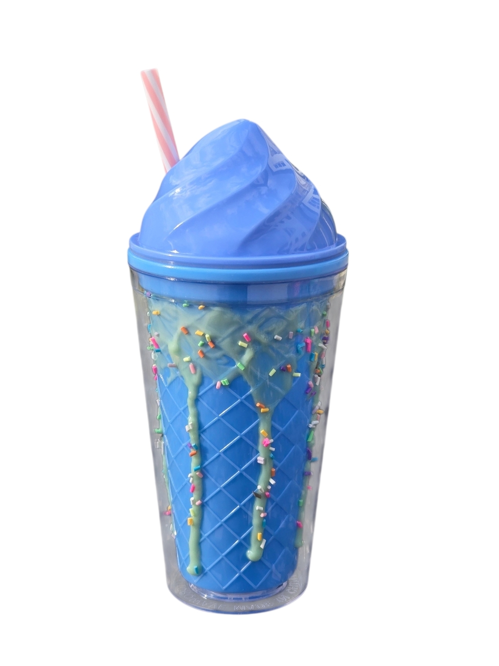 🍦LAST ONE! Blue Drip Ice Cream Cone & Sprinkles Viral Tumbler with Straw, 16oz.